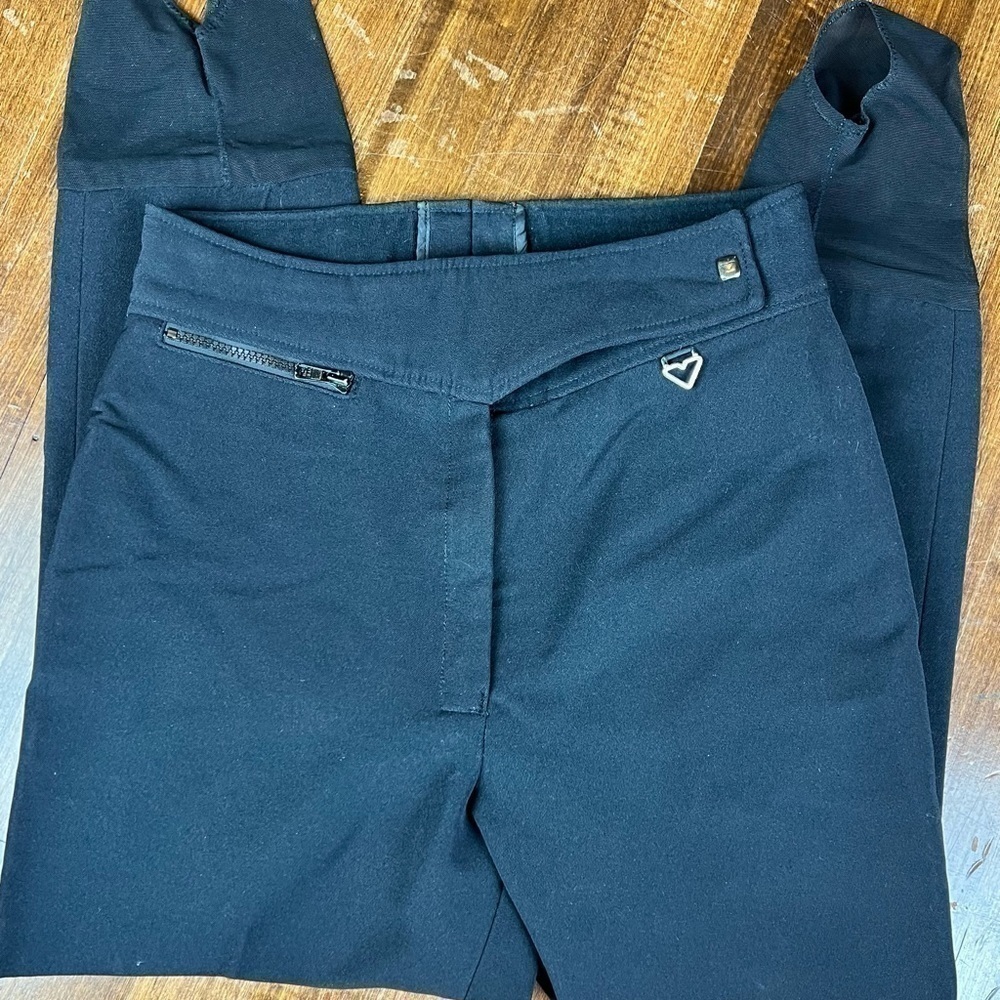 Obermeyer Ski Pants 28 X 27 Vintage Black Stirrup Women Zip Pocket Winter Resort